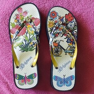 Brighton Floral and Butterfly Sandals with Yellow Accents